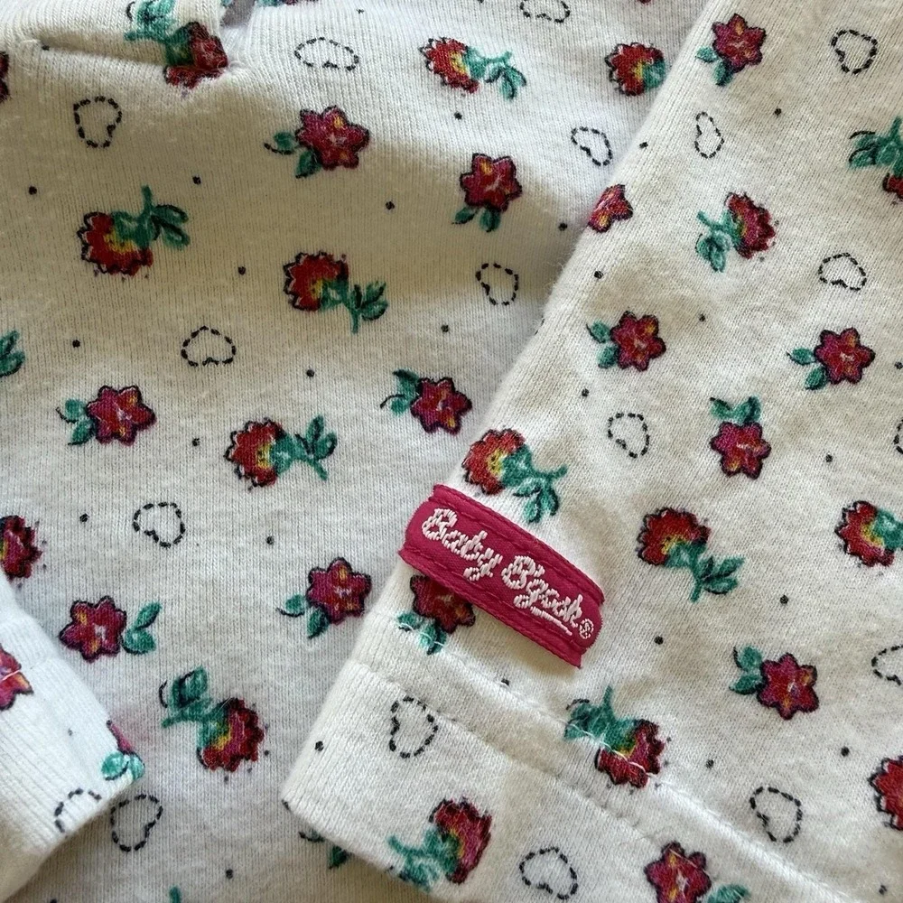 Vtg One Piece Body Suit Set Of‎ 2 Baby Girl 12 Months Pink Cotton Oshkosh Floral